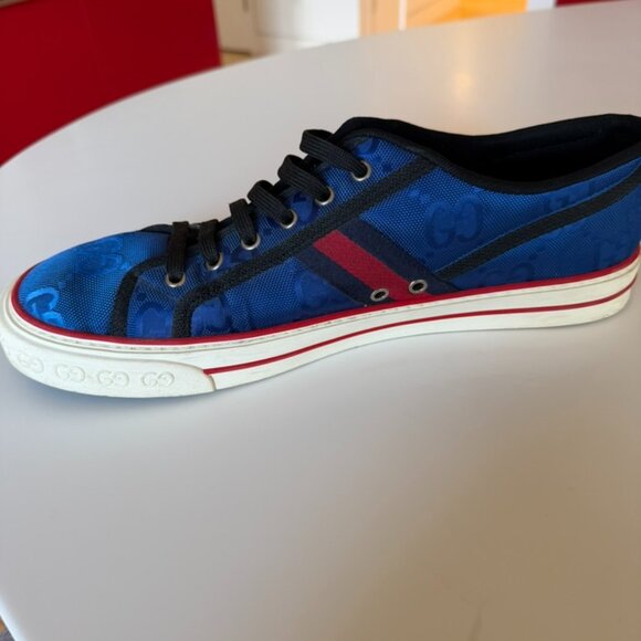 Gucci Tennis 1977 Low-Top Sneaker, Size 13, Blue and red GG canvas - Picture 4 of 6